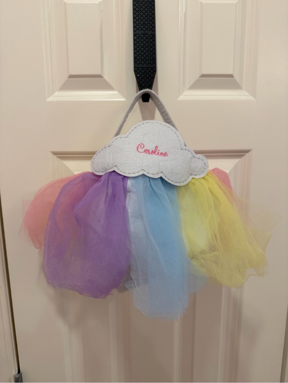 Caroline Monogrammed Rainbow Tulle Halloween Treat Bag